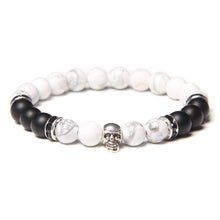 Load image into Gallery viewer, Skull Bracelets For Men Women Natural Stone; 8MM Beads Stretch Bangles