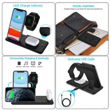 Load image into Gallery viewer, 15W Qi Fast Wireless Charger Stand For iPhone 11 XR X 8 Apple Watch 4 in 1 Foldable Charging Dock Station