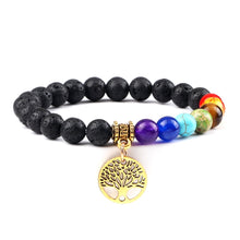 Load image into Gallery viewer, Chakra Life Tree Healing Bracelets (some adjustable); Natural Stone; Reiki; Yoga; Meditation