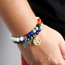 Load image into Gallery viewer, Chakra Life Tree Healing Bracelets (some adjustable); Natural Stone; Reiki; Yoga; Meditation