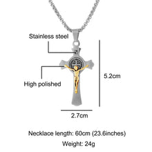 Load image into Gallery viewer, INRI Jesus Cross Necklaces Pendants Stainless Steel Exorcism St. Benedict Crucifix
