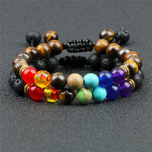 Load image into Gallery viewer, Natural Beaded Bracelet: 8mm Lava Stone; 7 Chakra