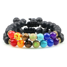 Load image into Gallery viewer, Natural Beaded Bracelet: 8mm Lava Stone; 7 Chakra