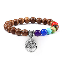 Load image into Gallery viewer, Chakra Life Tree Healing Bracelets (some adjustable); Natural Stone; Reiki; Yoga; Meditation
