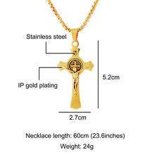 Load image into Gallery viewer, INRI Jesus Cross Necklaces Pendants Stainless Steel Exorcism St. Benedict Crucifix