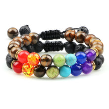 Load image into Gallery viewer, Natural Beaded Bracelet: 8mm Lava Stone; 7 Chakra