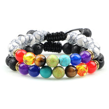 Load image into Gallery viewer, Natural Beaded Bracelet: 8mm Lava Stone; 7 Chakra