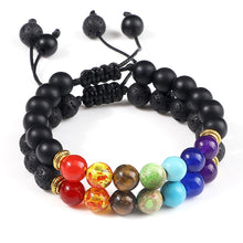 Load image into Gallery viewer, Natural Beaded Bracelet: 8mm Lava Stone; 7 Chakra