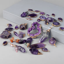 Load image into Gallery viewer, Natural Purple Crystal Quartz Stone Amethyst; Pendant; Earring; Charm for Handmade Jewelry Making