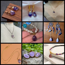 Load image into Gallery viewer, Natural Purple Crystal Quartz Stone Amethyst; Pendant; Earring; Charm for Handmade Jewelry Making