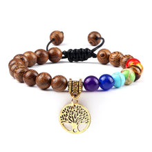 Load image into Gallery viewer, Chakra Life Tree Healing Bracelets (some adjustable); Natural Stone; Reiki; Yoga; Meditation