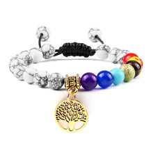 Load image into Gallery viewer, Chakra Life Tree Healing Bracelets (some adjustable); Natural Stone; Reiki; Yoga; Meditation