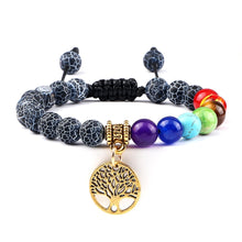 Load image into Gallery viewer, Chakra Life Tree Healing Bracelets (some adjustable); Natural Stone; Reiki; Yoga; Meditation