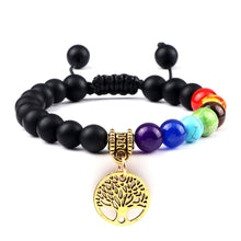 Load image into Gallery viewer, Chakra Life Tree Healing Bracelets (some adjustable); Natural Stone; Reiki; Yoga; Meditation