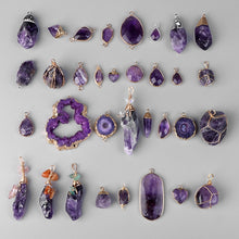 Load image into Gallery viewer, Natural Purple Crystal Quartz Stone Amethyst; Pendant; Earring; Charm for Handmade Jewelry Making