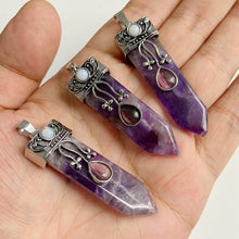 Load image into Gallery viewer, Natural Purple Crystal Quartz Stone Amethyst; Pendant; Earring; Charm for Handmade Jewelry Making
