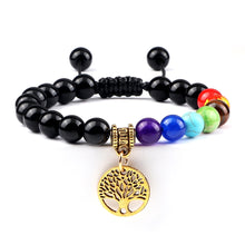 Load image into Gallery viewer, Chakra Life Tree Healing Bracelets (some adjustable); Natural Stone; Reiki; Yoga; Meditation