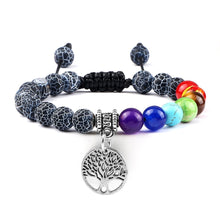 Load image into Gallery viewer, Chakra Life Tree Healing Bracelets (some adjustable); Natural Stone; Reiki; Yoga; Meditation