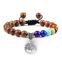 Load image into Gallery viewer, Chakra Life Tree Healing Bracelets (some adjustable); Natural Stone; Reiki; Yoga; Meditation