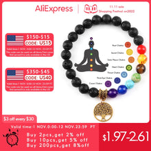 Load image into Gallery viewer, Chakra Life Tree Healing Bracelets (some adjustable); Natural Stone; Reiki; Yoga; Meditation