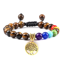 Load image into Gallery viewer, Chakra Life Tree Healing Bracelets (some adjustable); Natural Stone; Reiki; Yoga; Meditation