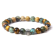 Load image into Gallery viewer, Skull Bracelets For Men Women Natural Stone; 8MM Beads Stretch Bangles