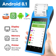 Load image into Gallery viewer, PDA POS Handheld device Pos terminal built in thermal bluetooth printer 58mm wifi Android Rugged PDA Barcode Camera Scaner 1D 2D