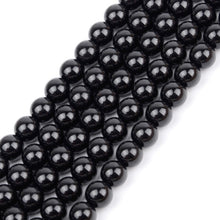 Load image into Gallery viewer, Smooth Black Agates Natural Stone Beads For Jewelry Making Round Onyx Loose Beads 4 6 8 10 12mm Diy Bracelet Necklace 15inches