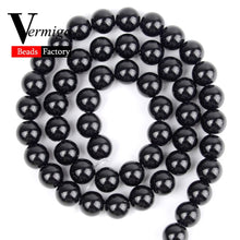 Load image into Gallery viewer, Smooth Black Agates Natural Stone Beads For Jewelry Making Round Onyx Loose Beads 4 6 8 10 12mm Diy Bracelet Necklace 15inches