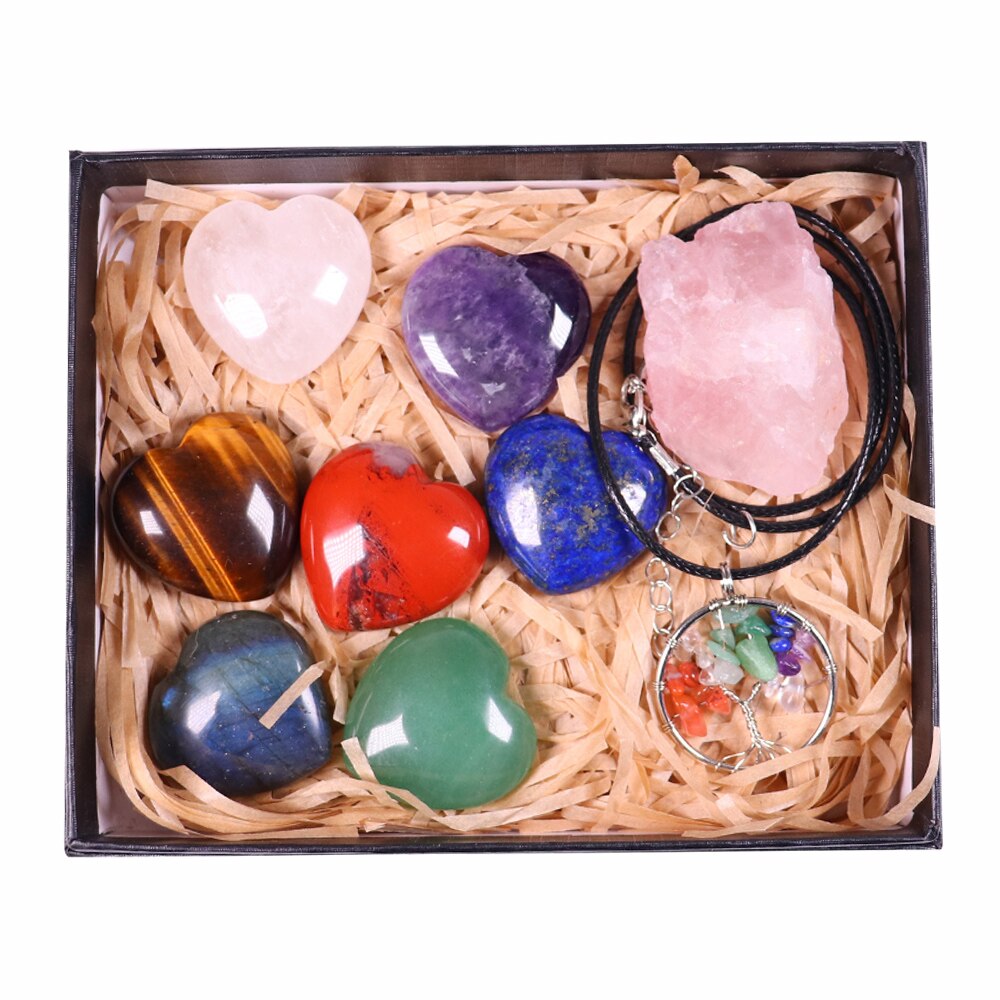 Natural crystal quartz Seven Chakra Crystal Love gemstone Healing stone mineral specimen box Collection