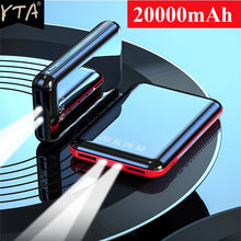 Load image into Gallery viewer, 20000mAh Portable Mini Power Bank; Mirror Screen LED Digital Display; External Battery Pack
