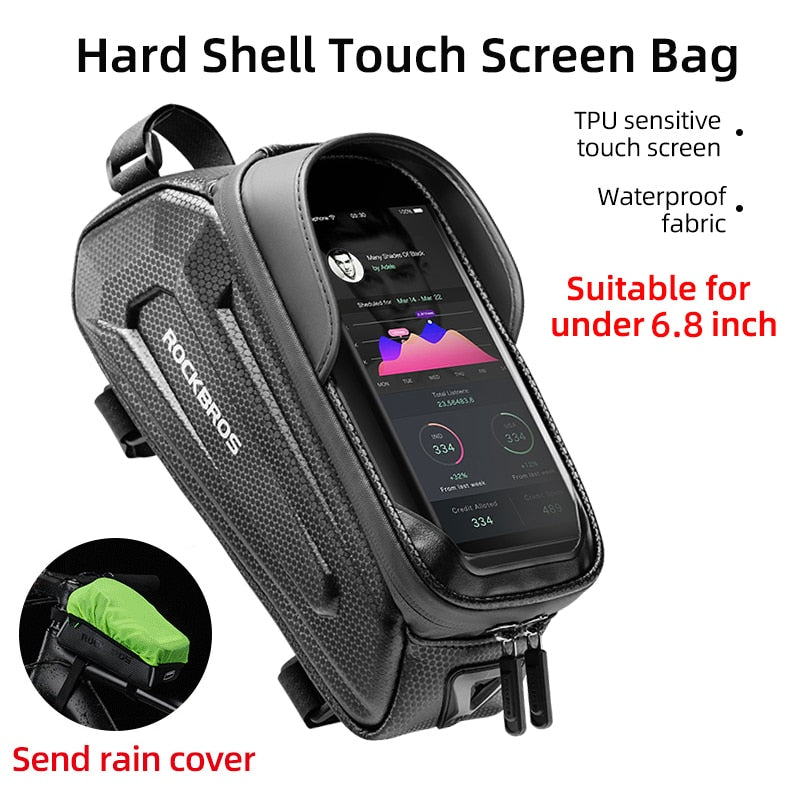 ROCKBROS Bicycle Bag; Waterproof; Touch Screen Cycling; Top Front Frame; 6.5 Phone Case