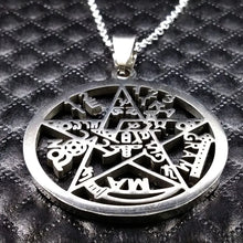 Load image into Gallery viewer, Witchcraft Pentagram; Tetragrammaton Pendant; Stainless Steel Necklace for Women/Men; Jewish Protection Tetragramaton Jewelry N425
