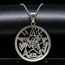 Load image into Gallery viewer, Witchcraft Pentagram; Tetragrammaton Pendant; Stainless Steel Necklace for Women/Men; Jewish Protection Tetragramaton Jewelry N425
