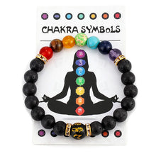 Load image into Gallery viewer, 7 Chakra Bracelet with Meaning Card; Natural Crystal Healing; Yoga Meditation Bracelet Gift
