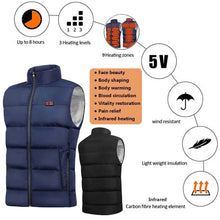 Load image into Gallery viewer, 17PCS Areas Heated Vest Jacket USB Men Winter Electrically Heated Thermal Waistcoat for Hunting Hiking Warm Hunting Jacket
