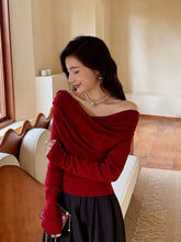 Load image into Gallery viewer, Off-the-Shoulder Women&#39;s Homemade off-the-Neck Sweater for Autumn and Winter
