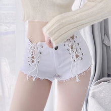 Load image into Gallery viewer, European and American Sexy Sexy Lace-up Low-Waist Denim Shorts
