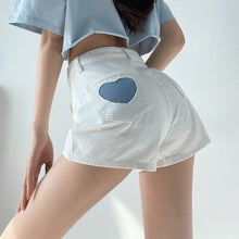 Load image into Gallery viewer, European and American Retro Hot Girl Heart Loose High Waist Super Short Shorts
