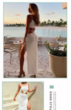 Load image into Gallery viewer, European and American Sexy Wind Pleated Shoulder Irregular Dress
