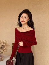 Load image into Gallery viewer, Off-the-Shoulder Women&#39;s Homemade off-the-Neck Sweater for Autumn and Winter
