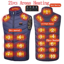 Load image into Gallery viewer, 17PCS Areas Heated Vest Jacket USB Men Winter Electrically Heated Thermal Waistcoat for Hunting Hiking Warm Hunting Jacket
