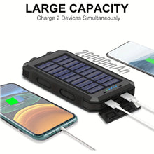 Load image into Gallery viewer, Solar Charger Power Bank 20000mAh Portable External Battery Pack; 5V Fast Charging; Super Bright Flashlight
