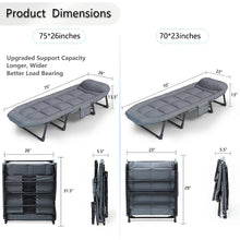 Load image into Gallery viewer, Sleeping Cots for Adults 6 Positions, Portable &amp; Foldable Bed with Mattress and Pillow, Heavy Duty Sturdy Frame for Camp, Home
