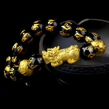 Load image into Gallery viewer, 2PCS Feng Shui Black Obsidian Wealth Bracelets; Beads Pixiu Character Lucky Jewelry
