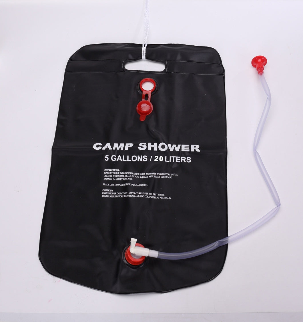 20L Camp Shower Bag; Solar Energy Heated; Portable Folding Outdoor Bath Equipment