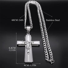 Load image into Gallery viewer, Jesus Cross Necklace; Stainless Steel Chain; Crucifix Religious N2343S05

