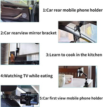 Load image into Gallery viewer, Rearview Mirror Phone Holder, 360° Rotatable and Retractable Car Phone Mount, Multifunctional Rear View Mirror Holder for All Ca

