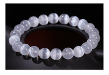 Load image into Gallery viewer, JD Natural White Selenite Stone Bead Bracelet Women Men 100% Real Gypsum Round Stone 6 8 10mm Stretch Bangles Mineral Yoga Gift
