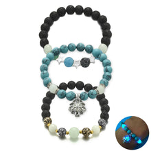 Load image into Gallery viewer, Natural Stone Bracelet; Yoga Healing Luminous Glow In The Dark; Lotus Charm Beads; Bracelet for Prayer
